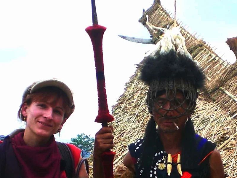 Helen with Khiamniungan tribesmen Image
