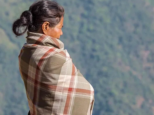 Khasi Lady with a view of the Cherrapunjee plateau Image