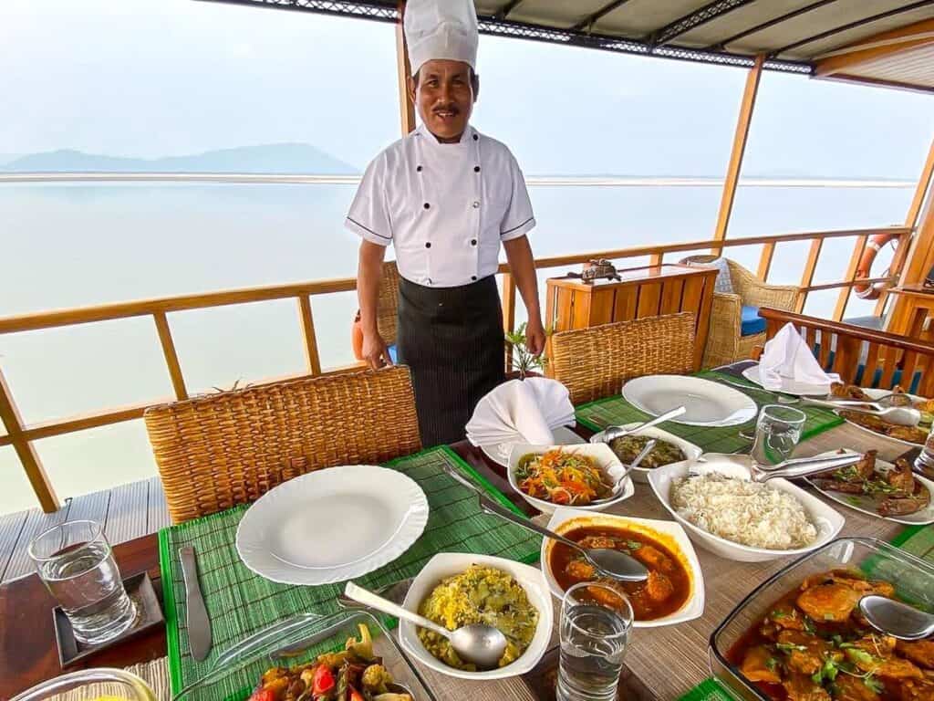 Assamese cuisine served on the cruise ship