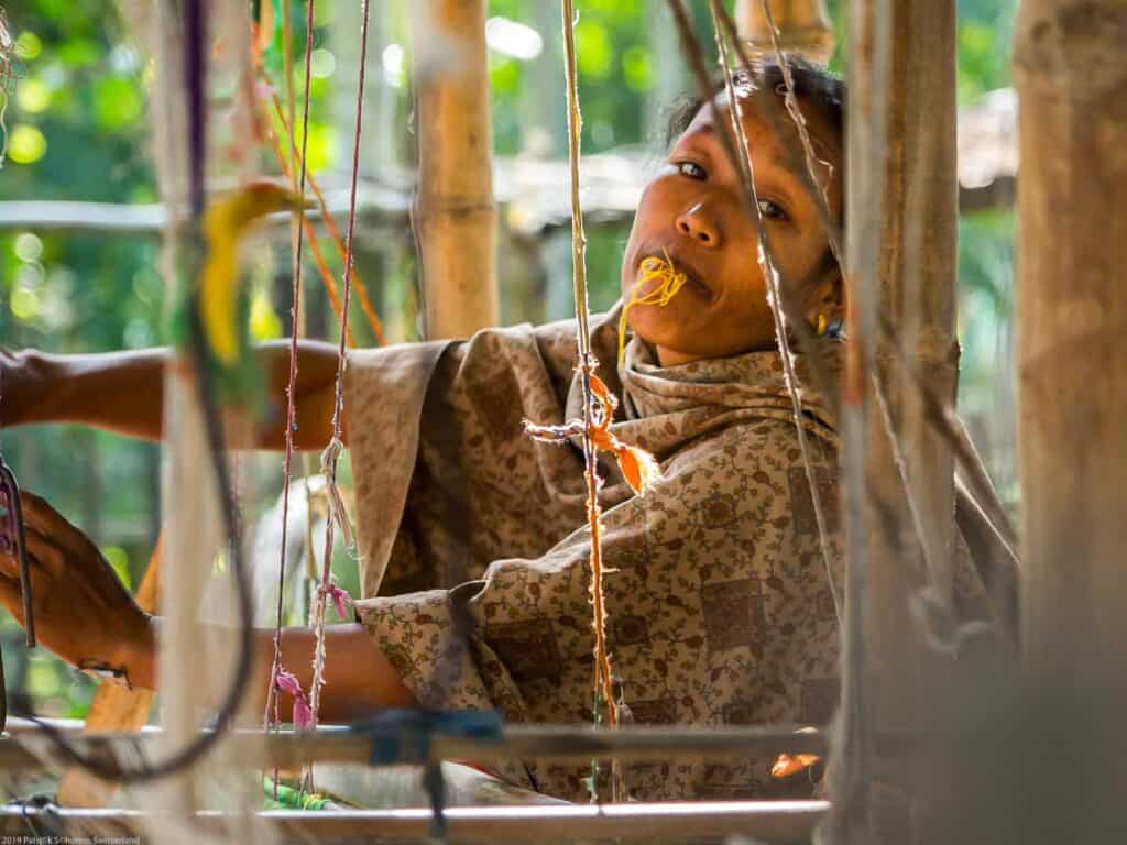 Lady weaving on Majuli river island