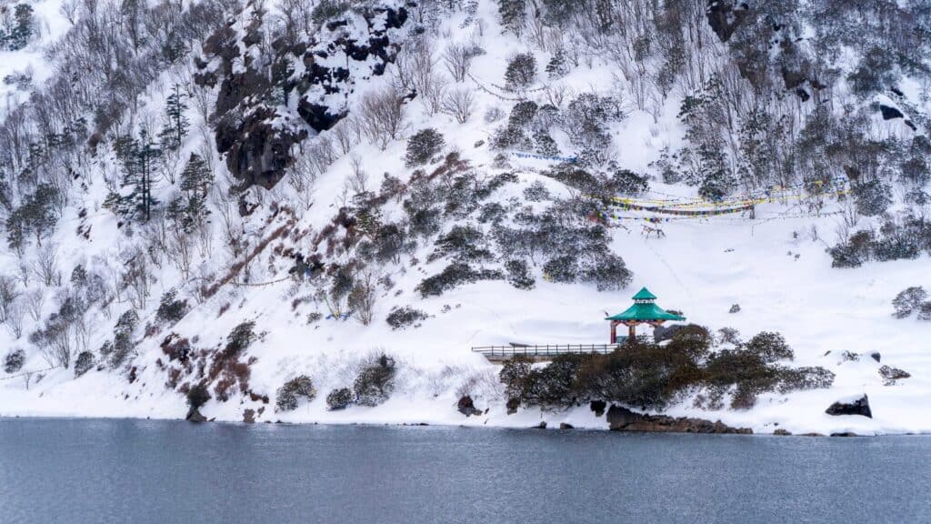 Enchanting winter landscape on Lake Tsomgo