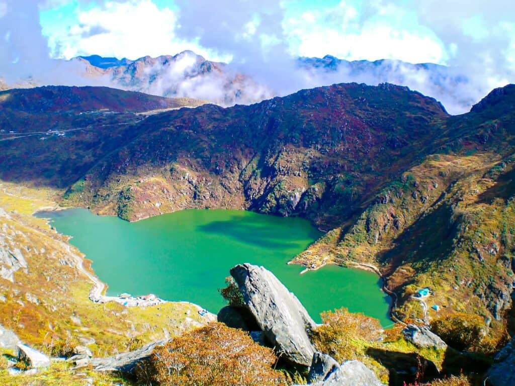 Bird’s eye view of Tsomgo-Lake at 4250 m.a.s.l.